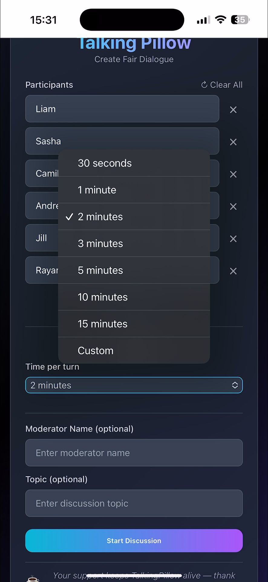 Timer Mode in Talking Pillow